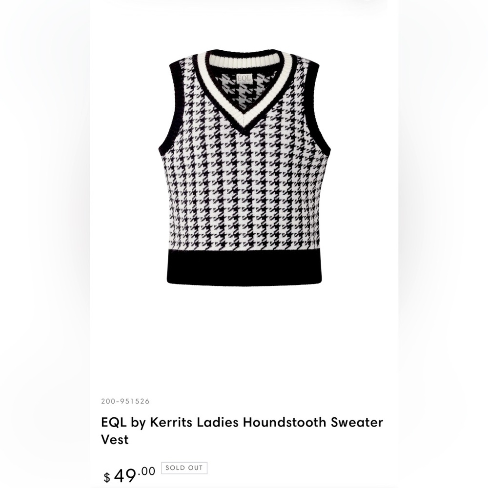 EQL by Kerrits Ladies Houndstooth Sweater Vest
